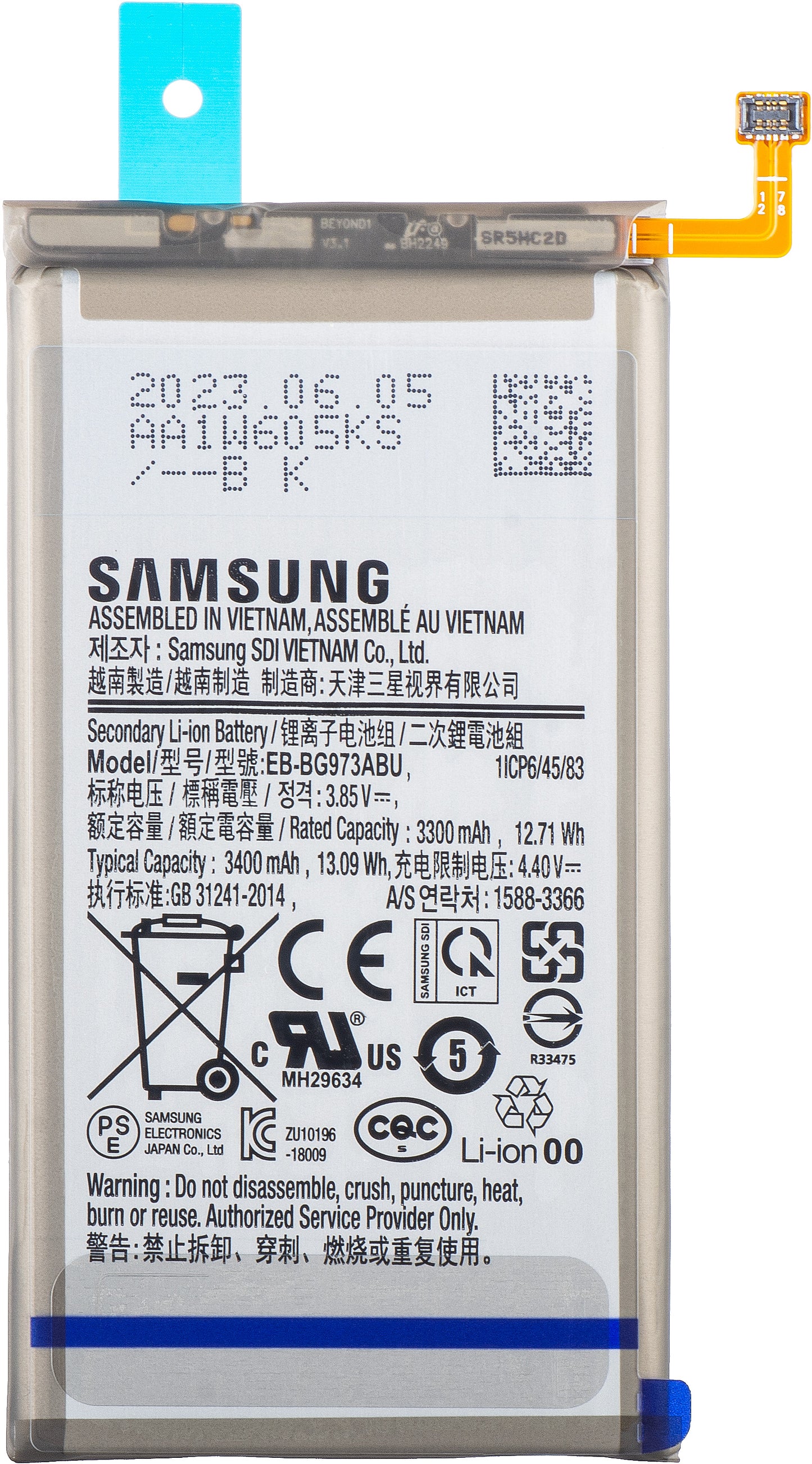 Batería Samsung Galaxy S10 G973, EB-BG973ABU, Service Pack GH82-18826A 