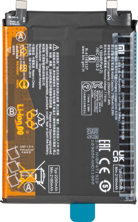 Batería Xiaomi Redmi Note 11 Pro+ 5G, BP47, Paquete de Servicio 46020000981G