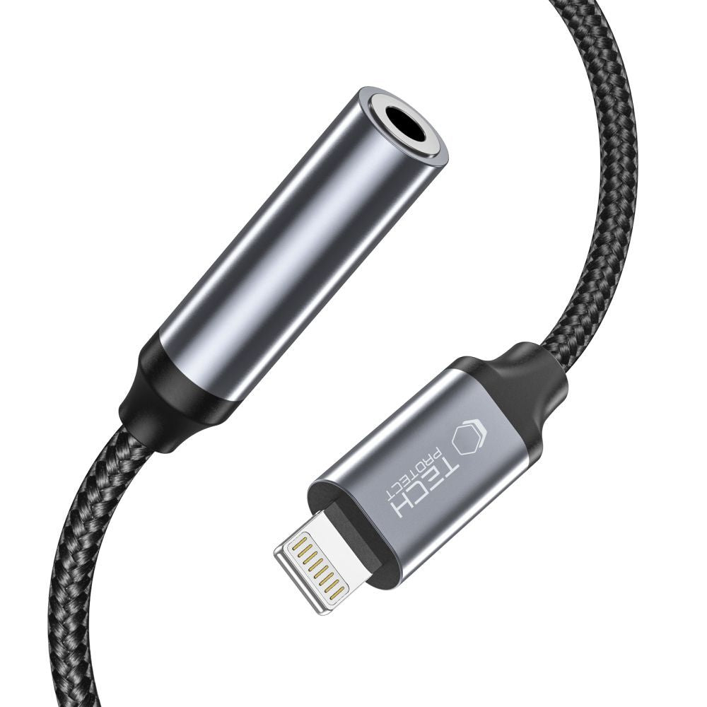 Adaptador de Audio Lightning - 3.5mm Tech-Protect Ultraboost, Negro
