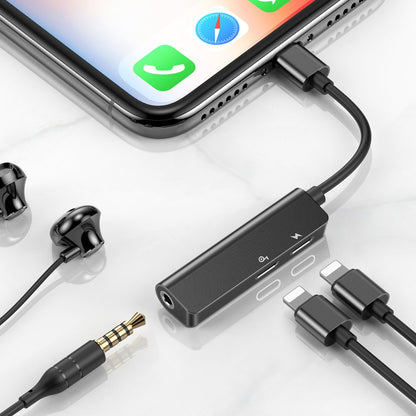 Adaptador de Audio Lightning - Lightning / 3.5mm Baseus L52, Negro CALL52-01