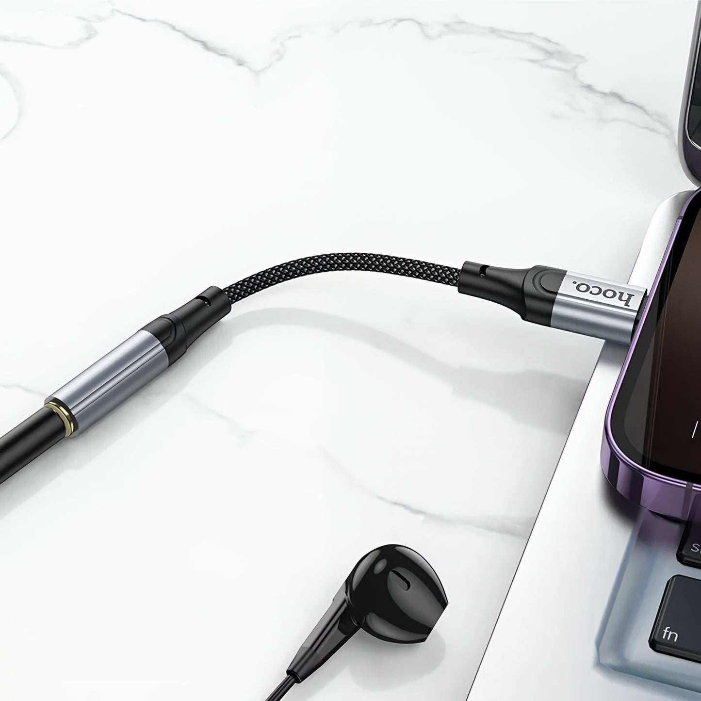 Adaptador de Audio Lightning - 3.5mm HOCO LS36A, Gris