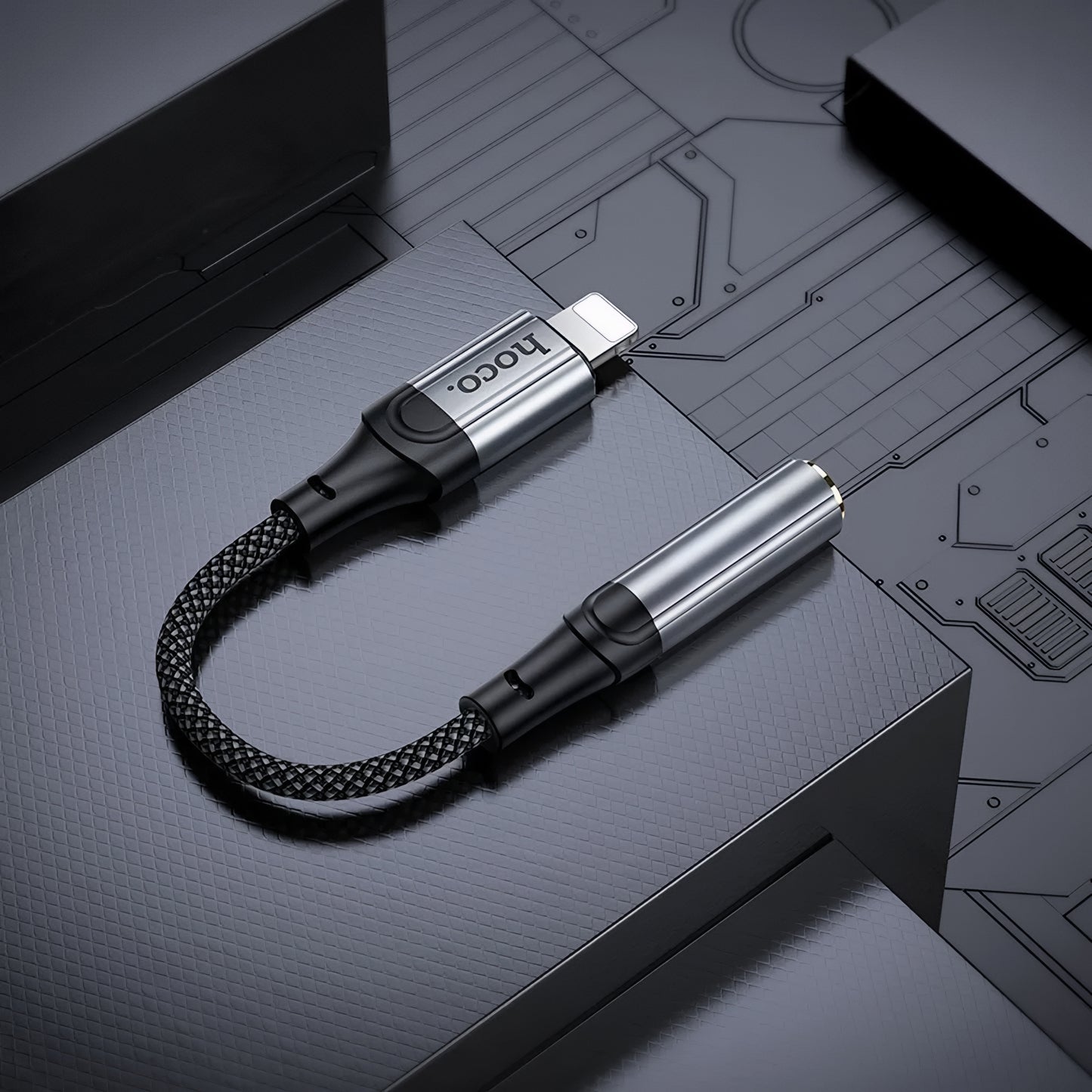 Adaptador de Audio Lightning - 3.5mm HOCO LS36A, Gris