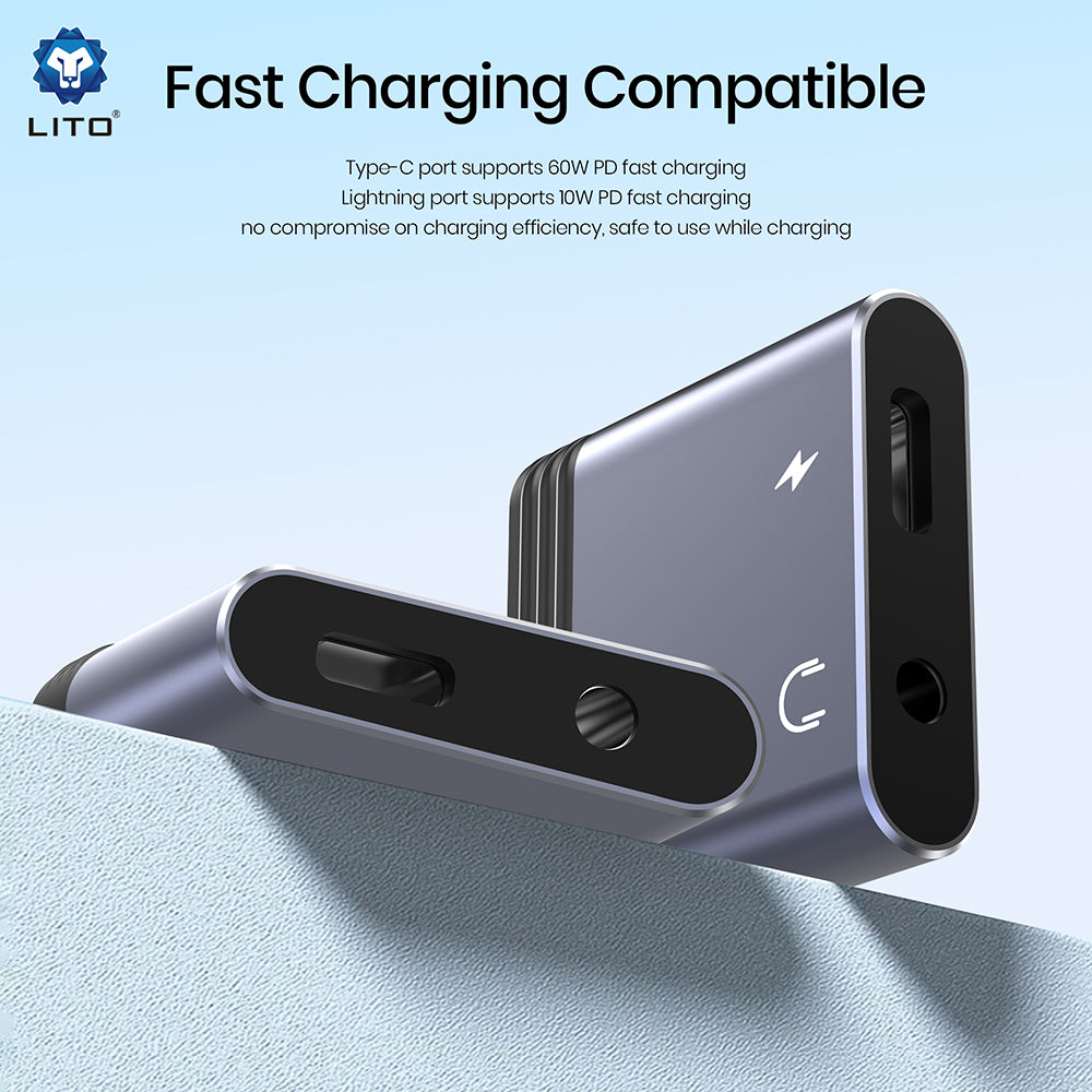 Adaptador de Audio Lightning - Lightning / 3.5mm Lito LA04L, Negro