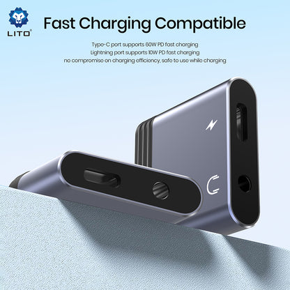 Adaptador de Audio Lightning - Lightning / 3.5mm Lito LA04L, Negro