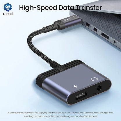 Adaptador de Audio Lightning - Lightning / 3.5mm Lito LA04L, Negro