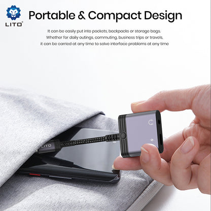 Adaptador de Audio Lightning - Lightning / 3.5mm Lito LA04L, Negro