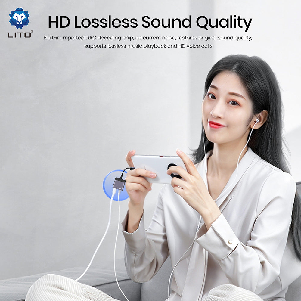 Adaptador de Audio Lightning - Lightning / 3.5mm Lito LA04L, Negro