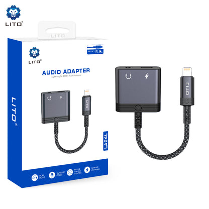 Adaptador de Audio Lightning - Lightning / 3.5mm Lito LA04L, Negro