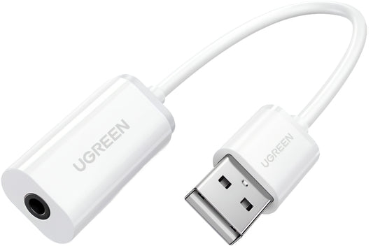 Adaptador de Audio UGREEN US206, USB-A - 3.5mm, Blanco