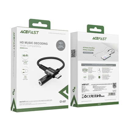 Adaptador de Audio USB-C - 3.5mm Acefast C1-07, Negro