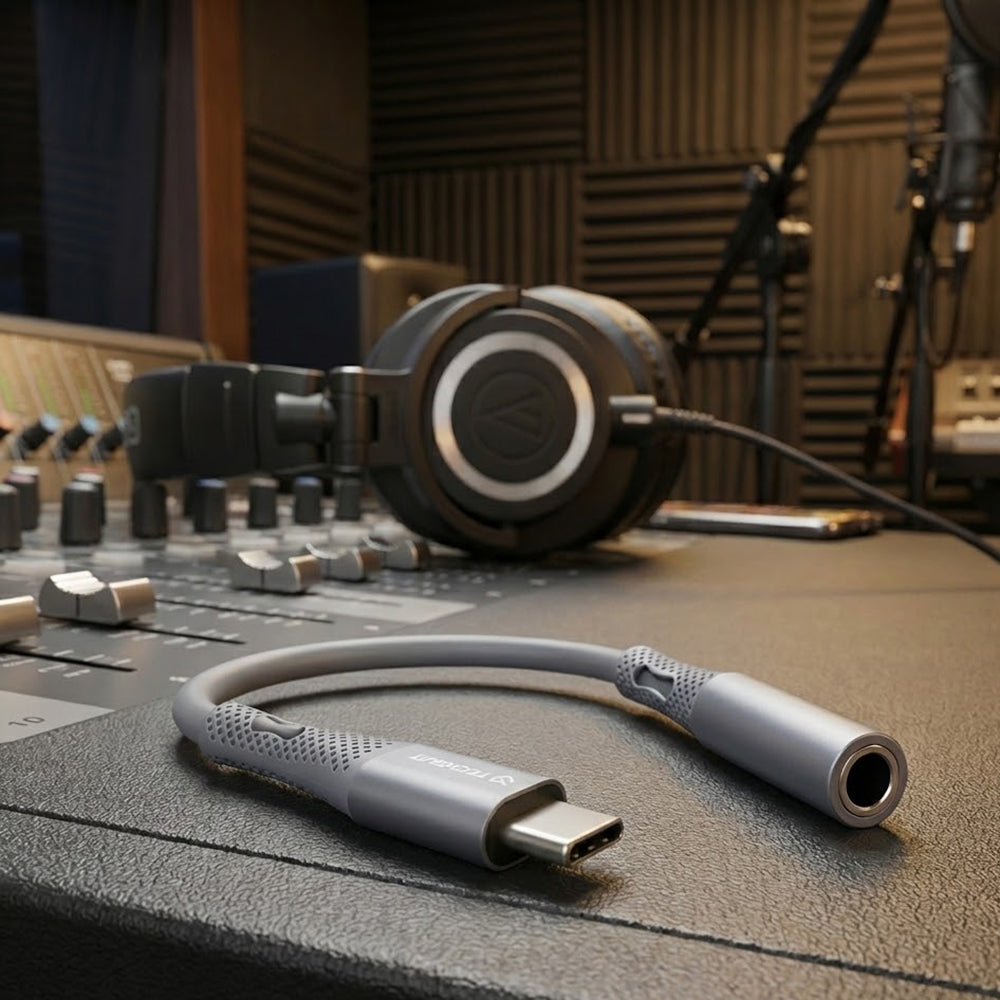 Adaptador de Audio USB-C - 3.5mm Techsuit AC1 SoundFlex, Gris
