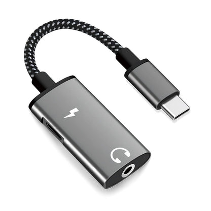 Adaptador de Audio USB-C - USB-C / 3.5mm Techsuit AC22 AcustiCore, Gris