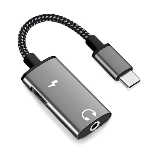 Adaptador de Audio USB-C - USB-C / 3.5mm Techsuit AC22 AcustiCore, Gris