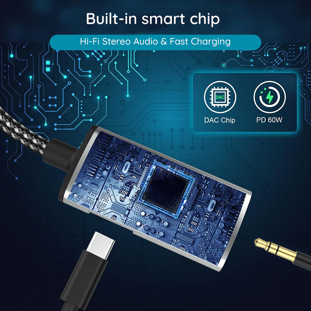 Adaptador de Audio USB-C - USB-C / 3.5mm Techsuit AC22 AcustiCore, Gris