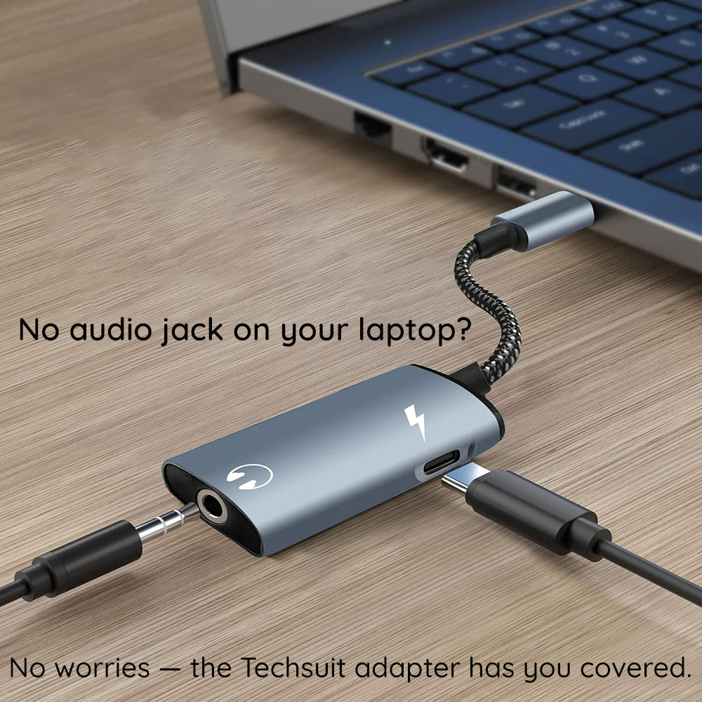 Adaptador de Audio USB-C - USB-C / 3.5mm Techsuit AC22 AcustiCore, Gris