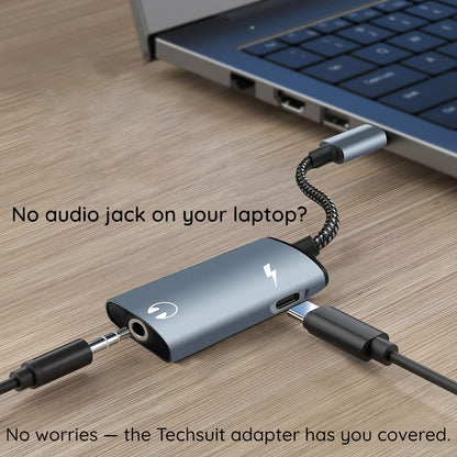 Adaptador de Audio USB-C - USB-C / 3.5mm Techsuit AC22 AcustiCore, Gris