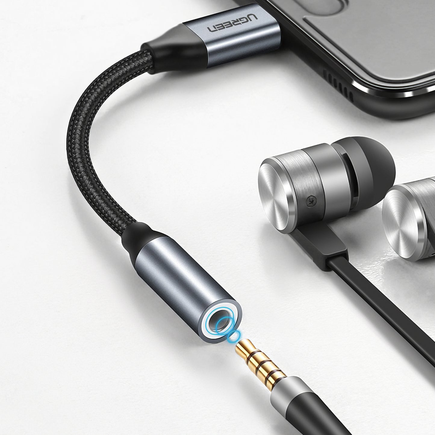 Adaptador de Audio USB-C - 3.5mm UGREEN AV142, Gris
