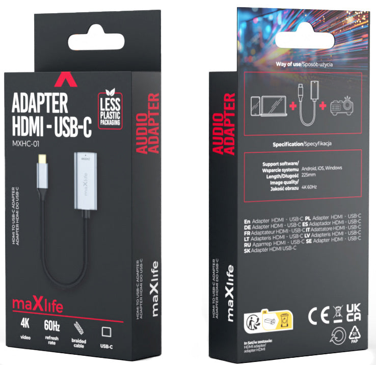 Adaptador de Audio y Video USB-C - HDMI MaXlife MXHC-01, Gris