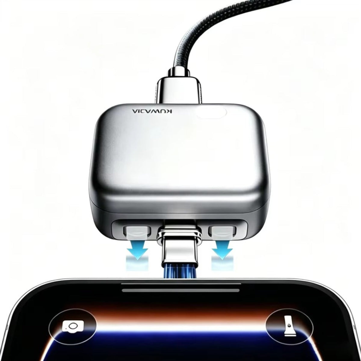 Adaptador Auto Disconnect USB-C KUWAJIA KH-51 para Alimentación con Desconexión Automática y Protección de Batería, Plateado