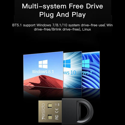 Adaptador Bluetooth USB Yesido YAU34, Negro