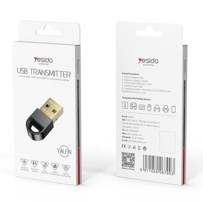 Adaptador Bluetooth USB Yesido YAU34, Negro