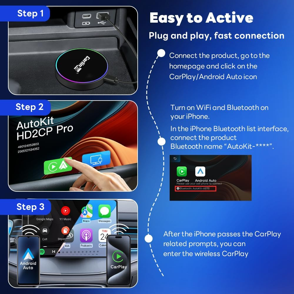 Adaptador Carplay / Android Auto Wireless Carlinkit HD2CP Pro para Apple iPhone / Android Series