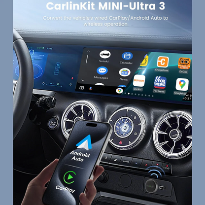 Adaptador Carplay / Android Auto Wireless Carlinkit Mini Ultra3 para Apple iPhone / Serie Android