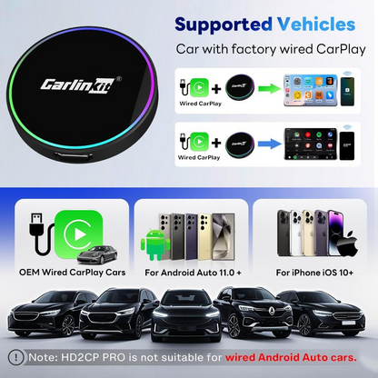 Adaptador Carplay / Android Auto Wireless Carlinkit HD2CP Pro para Apple iPhone / Android Series