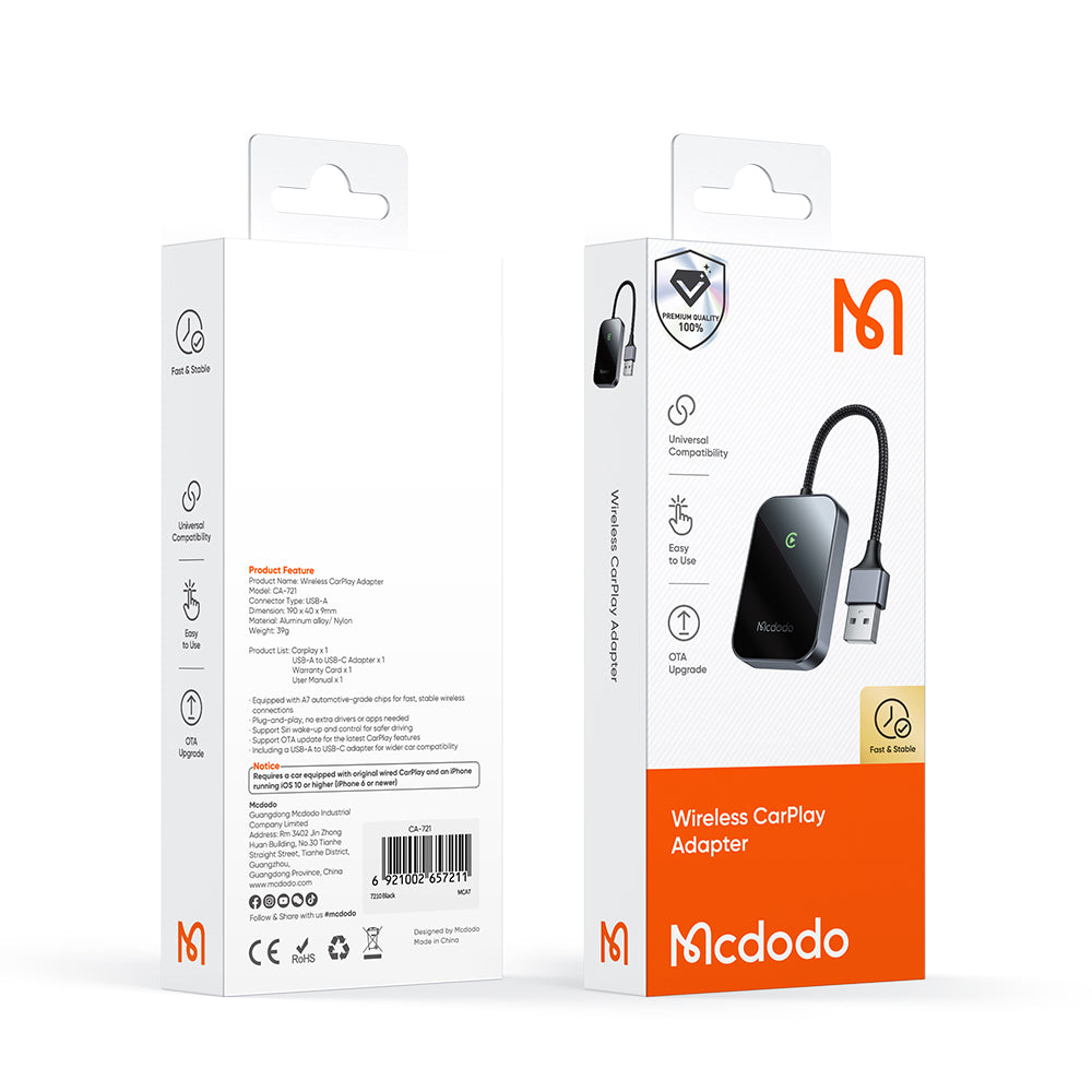 Adaptador Carplay Wireless McDodo CA-7210 para Apple iPhone Series