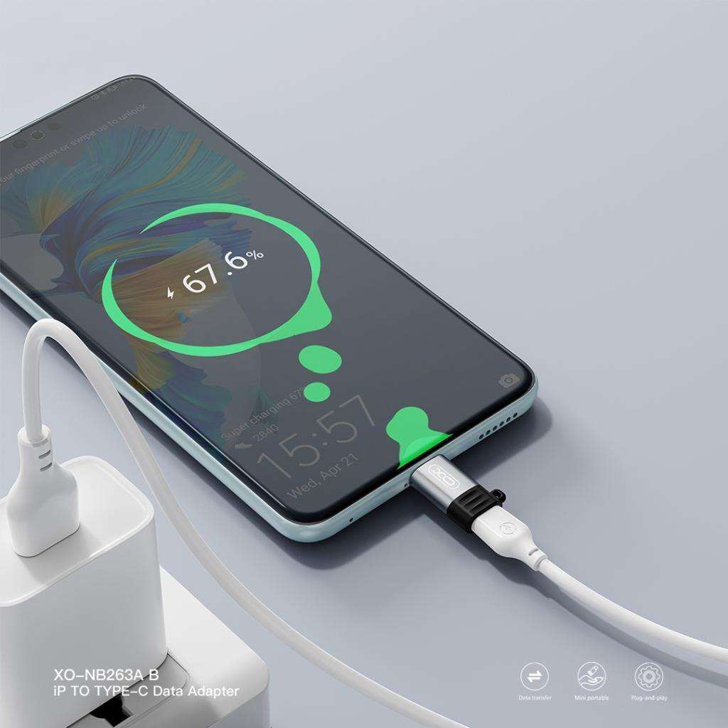Adaptador de Datos y Carga Lightning - USB-C XO Design NB263B, Negro