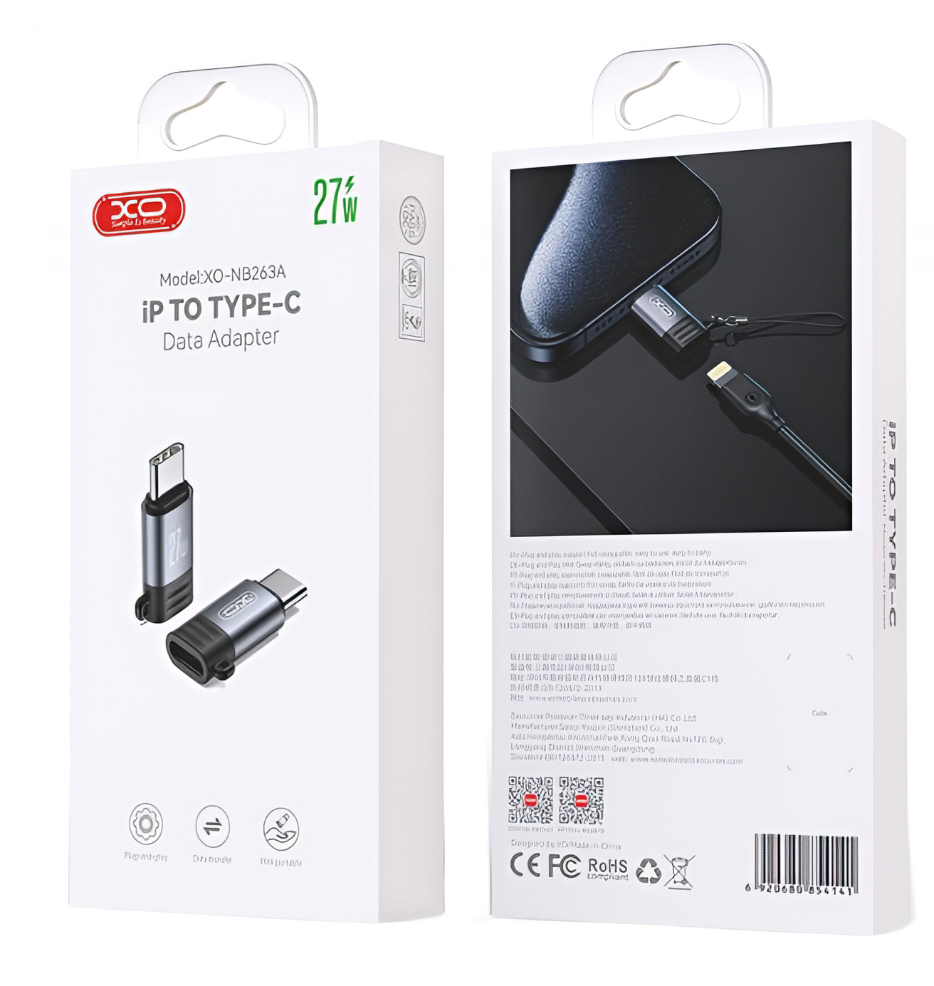 Adaptador de Datos y Carga Lightning - USB-C XO Design NB263A, Negro
