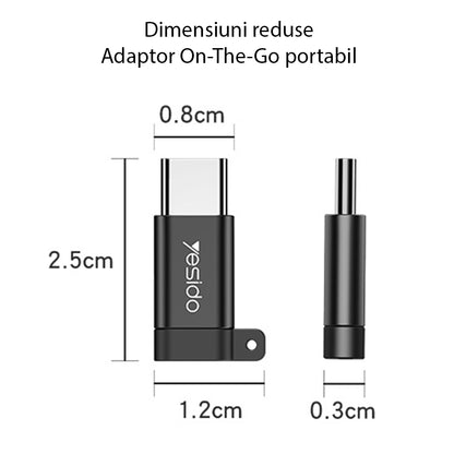 Adaptador de Datos y Carga microUSB - USB-C Yesido GS04, Negro