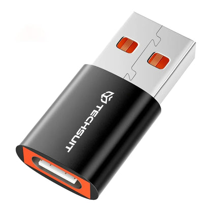 Adaptador de Datos y Carga USB-C - USB-A Techsuit A5 HyperPort, Negro Naranja