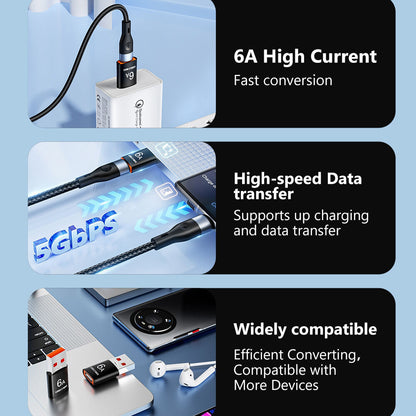 Adaptador de Datos y Carga USB-C - USB-A Techsuit A5 HyperPort, Negro Naranja