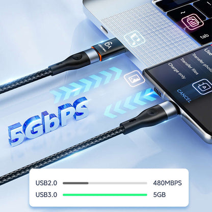 Adaptador de Datos y Carga USB-C - USB-A Techsuit A5 HyperPort, Negro Naranja