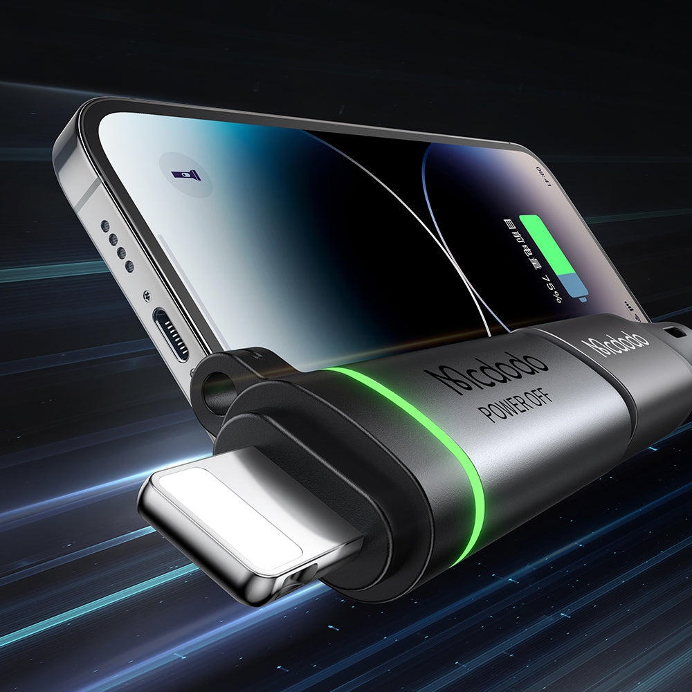 Adaptador de Datos y Carga USB-C - Lightning McDodo OT-2590 Power Off, Negro