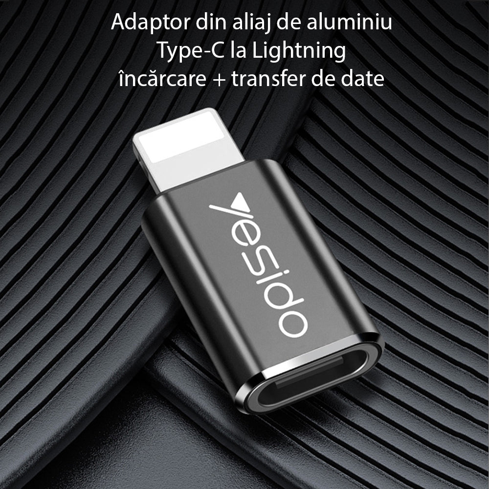 Adaptador de Datos y Carga USB-C - Lightning Yesido GS03, Negro