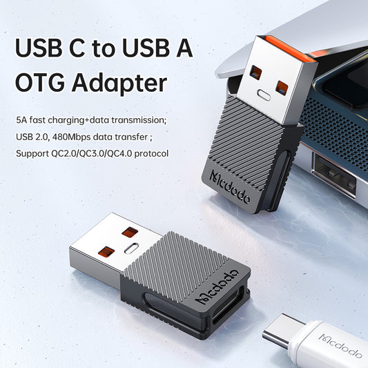 Adaptador de Datos y Carga USB-C - USB-A McDodo OT-6970, Negro