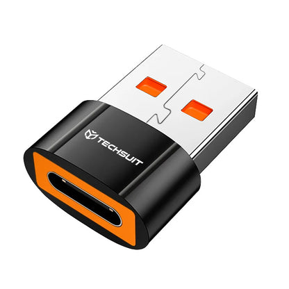 Adaptador de Datos y Carga USB-C - USB-A Techsuit A7 HyperPort, Negro Naranja