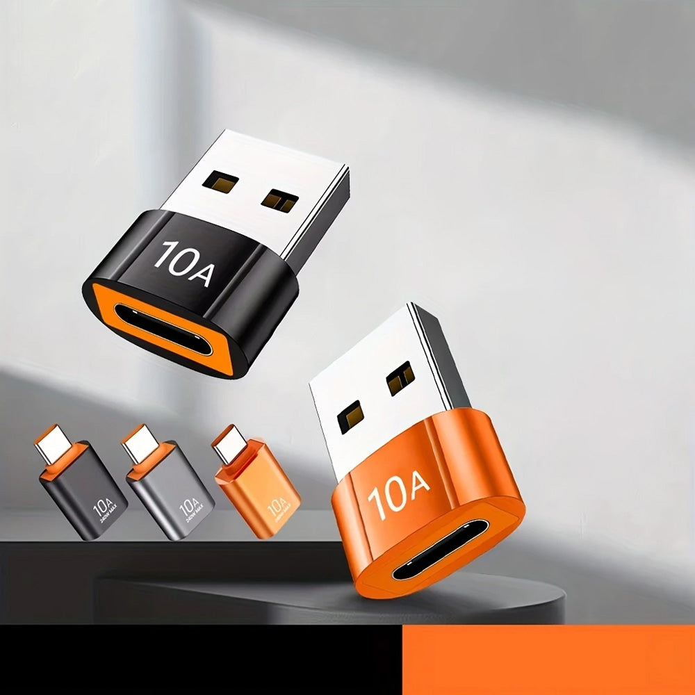 Adaptador de Datos y Carga USB-C - USB-A Techsuit A7 HyperPort, Negro Naranja