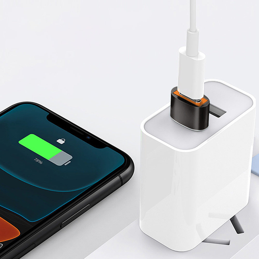 Adaptador de Datos y Carga USB-C - USB-A Techsuit A7 HyperPort, Negro Naranja