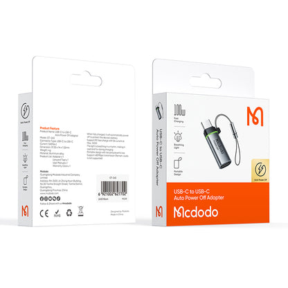 Adaptador de Datos y Carga USB-C - USB-C McDodo OT-2450 Power Off, Negro
