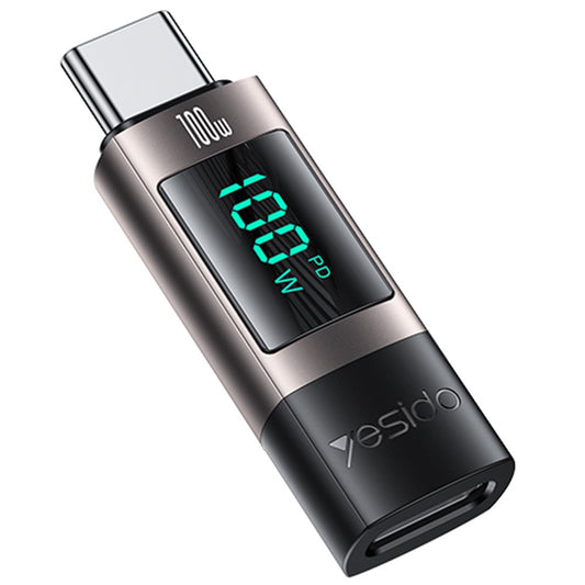 Adaptador de Datos y Carga USB-C - USB-C Yesido GS24 Display, Gris