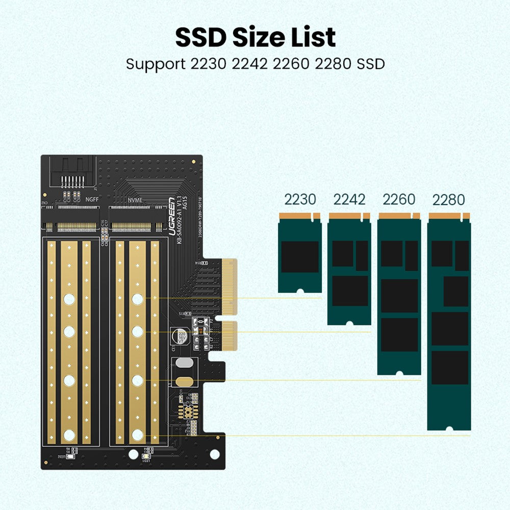 Adaptador Interfaz SSD UGREEN CM302 (70504), NVMe M.2 / SATA - PCIe 3.0 X4