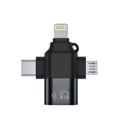 OTG Adapter Lightning / microUSB / USB-C - USB-A Techsuit A17 SoundVoltX, Black
