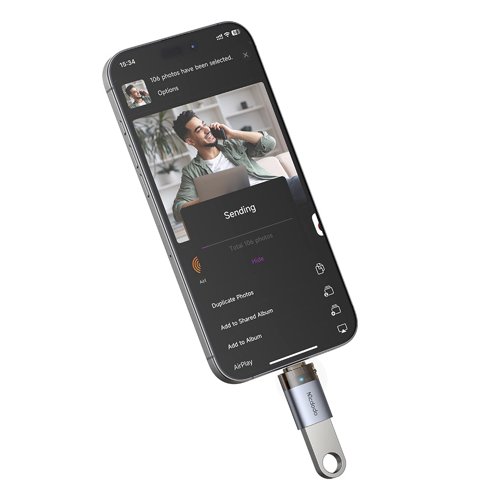 Adaptador OTG Lightning - USB-A McDodo OT-7390, Negro