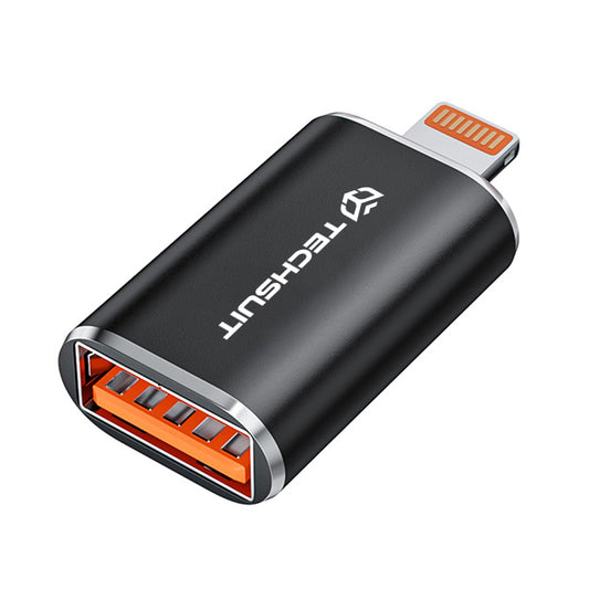 Adaptador OTG Lightning - USB-A Techsuit A6 HyperPort, Negro Naranja
