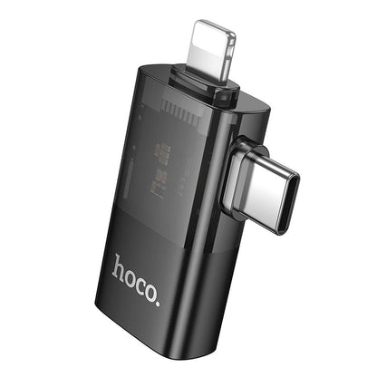 Adaptador OTG Lightning / USB-C - USB-A HOCO UA36E, Negro