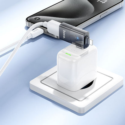 Adaptador OTG Lightning / USB-C - USB-A HOCO UA36E, Negro