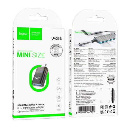 Adaptador OTG USB-C - USB-A HOCO UA36B, Negro